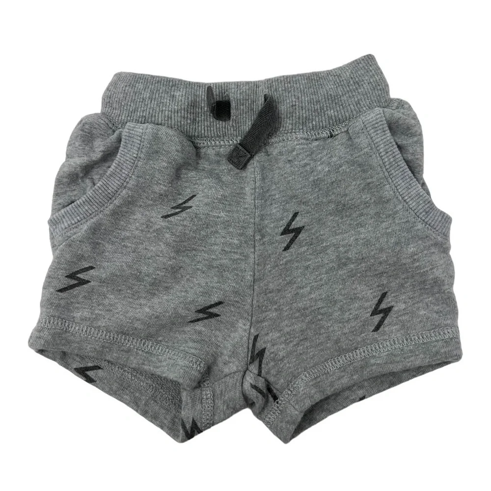 Hanna Andersson Grey Lightning Bolt Lounge Sweat Shorts Boy Size 70 6 to 12M